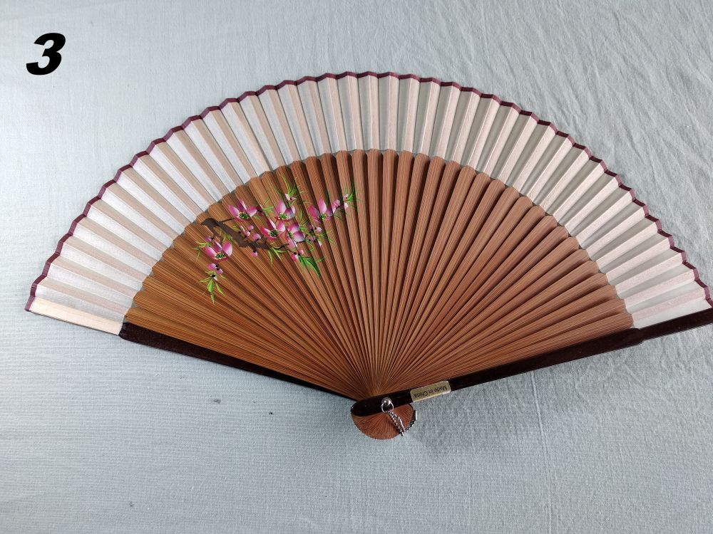 (image for) Chinese Hand Held Fan, Bamboo Ribs with Hand Painted Pattern