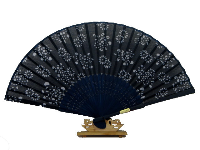 (image for) Chinese Hand Held Fan, Printed Peony Pattern on Cloth