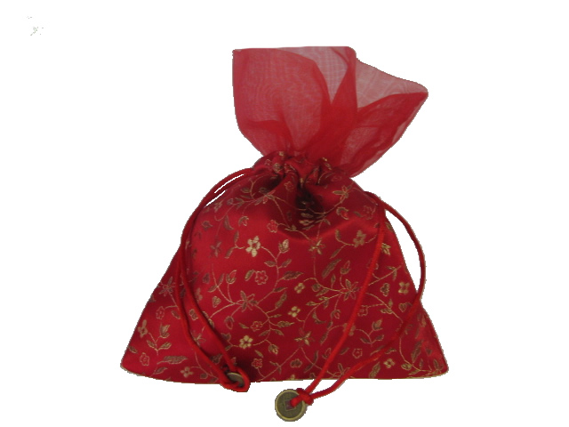 (image for) Jewellery Bag, Chinese Themed, Viscose Silk. Red