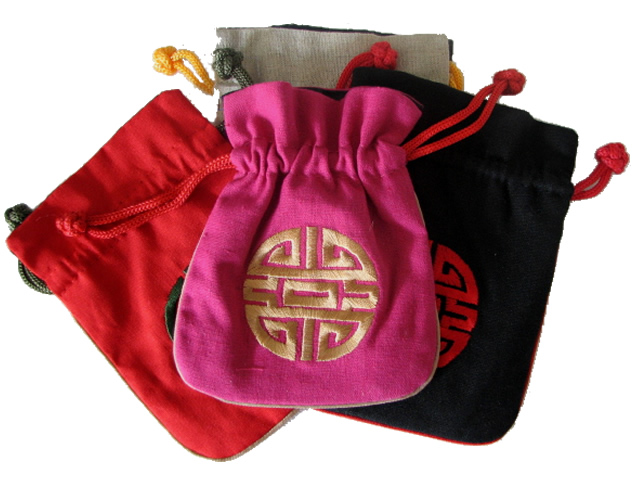 (image for) COPY Jewellery Bag, Chinese Themed, Cotton, Pink with Double Happiness