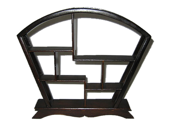 (image for) Ornament Rack - Chinese style miniature wooden rack - Fan Shape, Plain Base