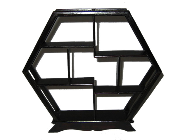 (image for) Ornament Rack - Chinese style miniature wooden rack - Hexagon Shape, Plain Base