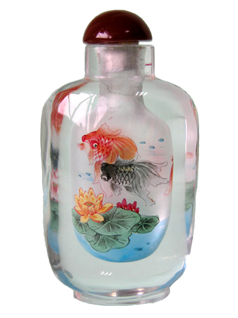 (image for) Painted Bottle Art, Fish, Hand Painted Inside, 7cm