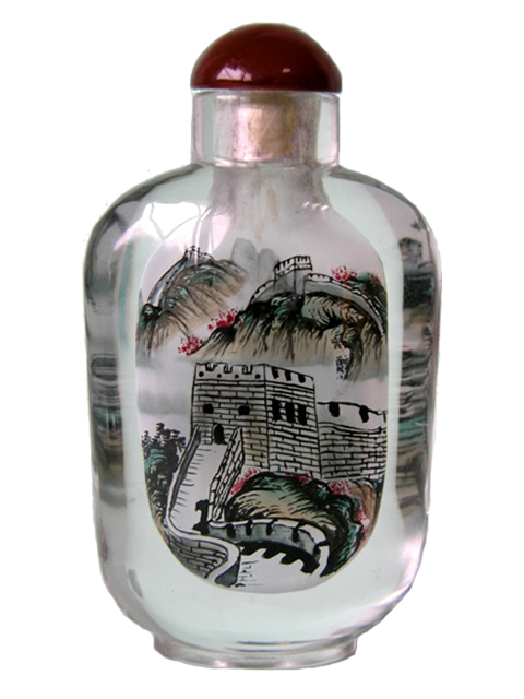 (image for) Painted Bottle Art, The Great Wall, Hand Painted Inside, 7cm