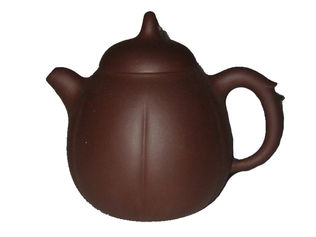 (image for) Chinese Yixing Teapot, Hand Moulded, Hand Finished Zisha Clay, Darker Gourd Shape