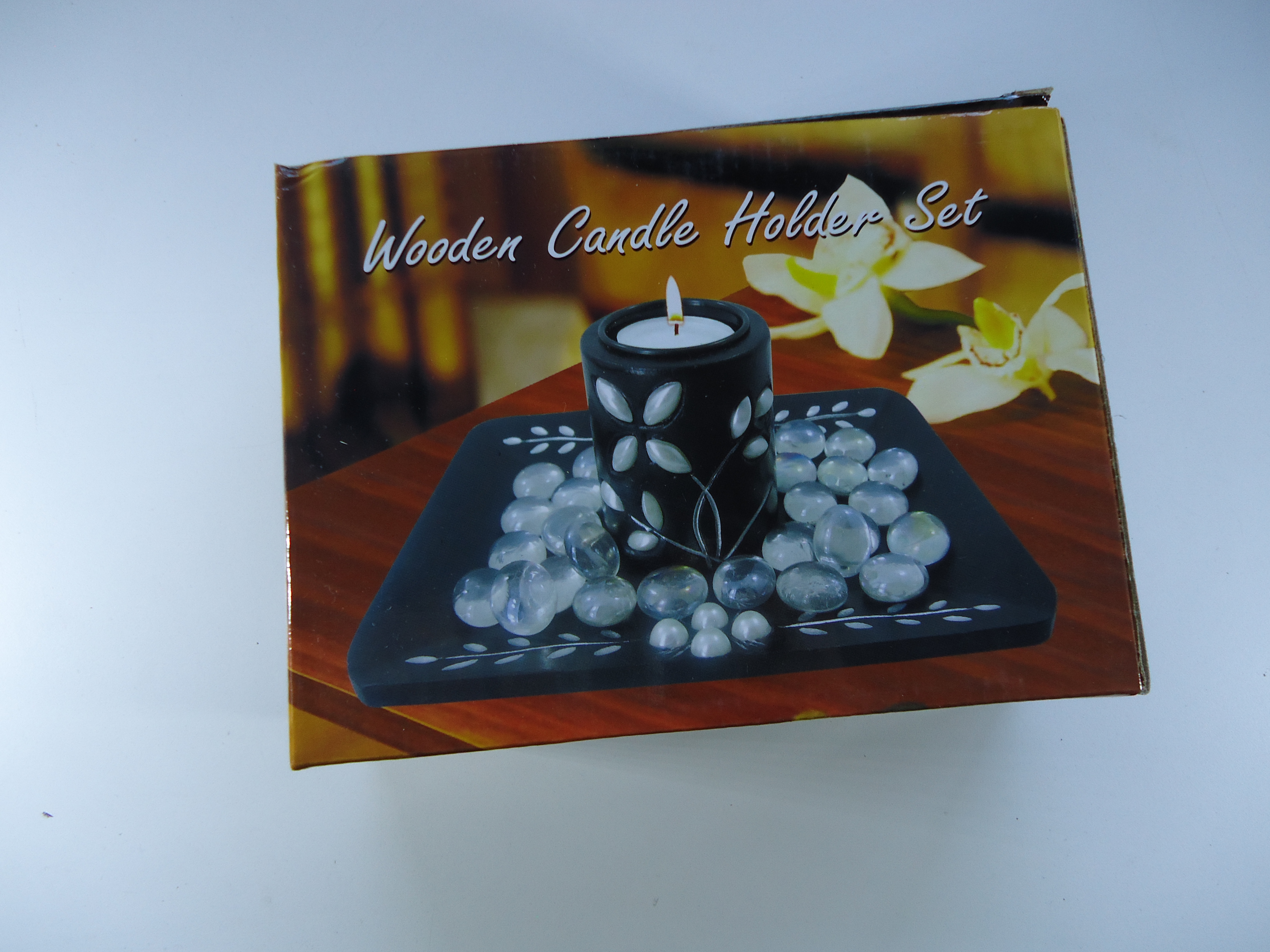 (image for) Wooden Candle Holder Set.