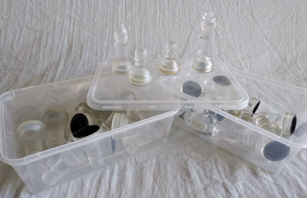 (image for) Small Glass Chess Piece Set. No Board